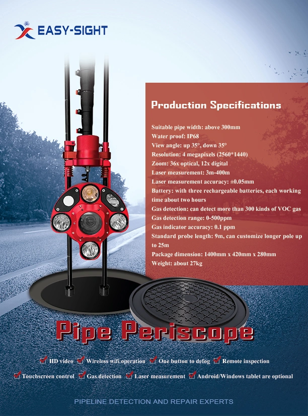 Easy Sight Long Distance Detection Camera Pipeline Periscope with 4 Megapixels