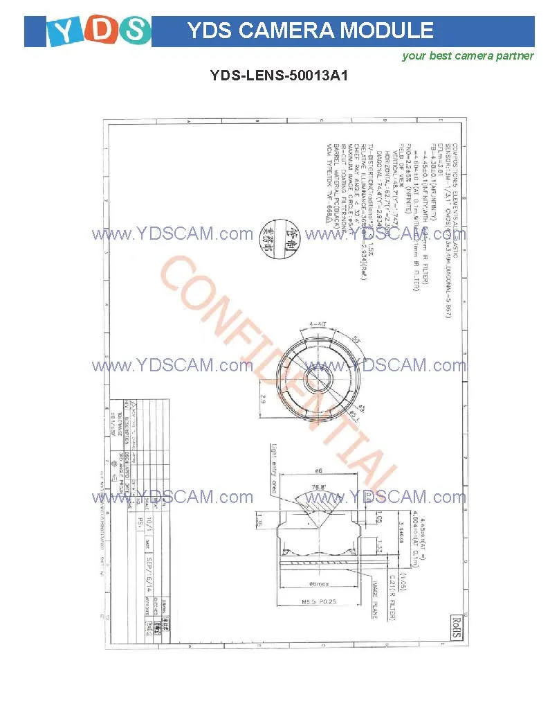 Yds-M3ma-Ar1335 Plcc V5.0 UL 13MP Ar1335 Plcc Mipi Interface Auto Focus UL FPC Camera Module